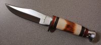 Red Deer Hunting Knife Burnt Bone Handle