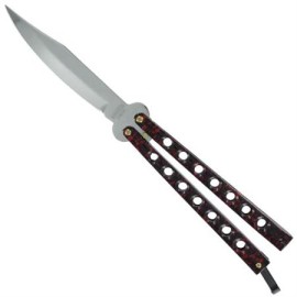 Red Marbled Lightweight Flipper Butterfly Knife