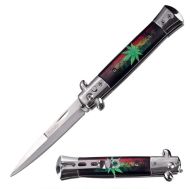 Rostfrei Marijuana 3-Coil Spring Milano Stiletto Automatic Knife Stainless Steel (4" Blade)