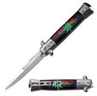 Rostfrei Marijuana 3-Coil Spring Milano Stiletto Automatic Knife Stainless Steel (4" Blade)