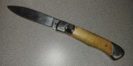 Russian Wood Lever Lock Automatic Knife Satin Flat Grind