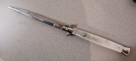 SKM 11" Pearl White Automatic Stiletto Knife Bayonet