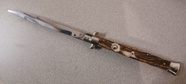 SKM 11" Stag Automatic Stiletto Knife Bayonet