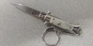 SKM 3.75" Stiletto Automatic Knife White/Blue Keychain