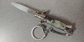 SKM 3.75" Brazilian Horn Italian Switchblade Keychain Automatic Knife