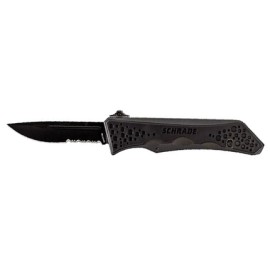 Schrade Viper Assisted OTF Knife Black Drop Point Serrated