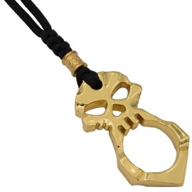 Skull Knuckle Lanyard Necklace Gold Large