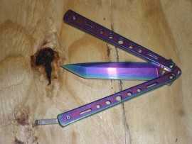 Sleek Titanium 9 Inch Tanto Blade Heavy Butterfly Knife