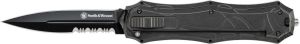 Smith Wesson Assist OTF Knife Finger Actuator Black Spear Serrated