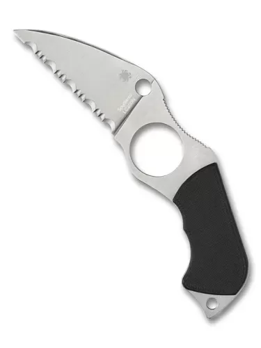 Spyderco Swick 6 Neck Knife Black FRN Serrated (2.73" Satin LC200N) FB14S6