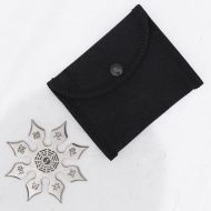 Stainless Steel 8-Point Engraved Ninja Star with Nylon Pouch