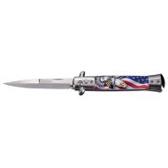 American Eagle USA Flag Milano Stiletto Automatic Knife 3-Coil Spring