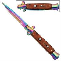 IL Grande Italian Milano Stiletto Rosewood Titanium Automatic Knife (9.5" Overall)