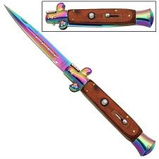 IL Grande Italian Milano Stiletto Rosewood Titanium Automatic Knife (9.5" Overall)