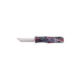 Super Mini Confederate Flag D/A OTF Automatic Knife Satin Tanto