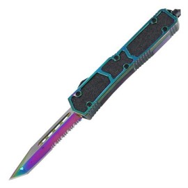 8.25" Tarantula Rainbow D/A OTF Automatic Knife Titanium Tanto Serrated