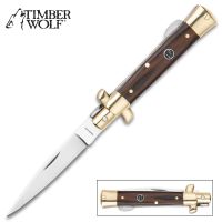 Timber Wolf Stiletto Folding Knife Brazilwood