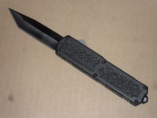 Titan Black D/A OTF Automatic Knife - Black Tanto Plain