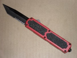 Titan Red D/A OTF Automatic Knife Black Serrated Tanto