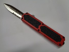 Titan Red D/A OTF Automatic Knife Satin Dagger Serrated