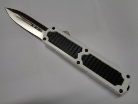 Titan White Carbon D/A OTF Automatic Knife Satin Dagger