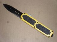 Titan Yellow D/A OTF Automatic Knife Black Serrated Double