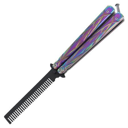 8.5" Titanium Butterfly Trainer Black Comb Knife