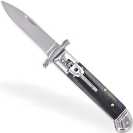 Touch of Destiny Black Wood Swinguard Automatic Lever Lock Stiletto Knife