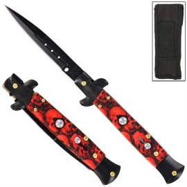 Red Zombie Italian Style Stiletto Automatic Knife Dagger - 3.75