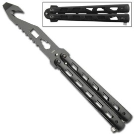 Emergency Black Belt Cutter Multi Tool Balisong Butterfly Knife