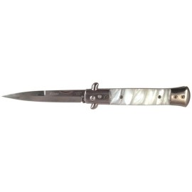 Milano 9" Stiletto White Pearl Automatic Knife