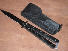 Black Jugular Folding Butterfly Knife