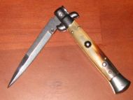 9" Frank Beltrame Real Italian Stiletto Automatic Knife - Honey Horn Bayo