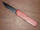 Lightning Red D/A OTF Automatic Knife Plain Black Blade