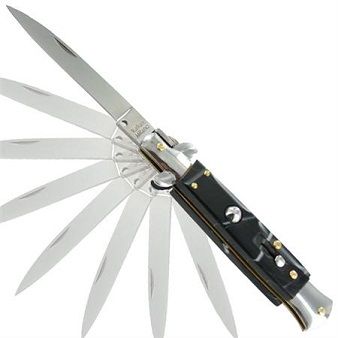 Best Top Value Black Marble Milano Stiletto Automatic Knife (8.5" Overall)