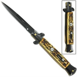 Milano Switchblade Stiletto Black Stag Automatic Knife