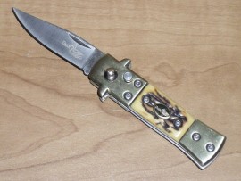 stag bone mini duck automatic knife