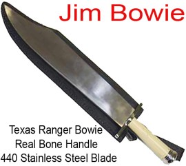 Texas Bowie Knife Bone Handle With Sheath