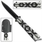 tic tac toe black blade butterfly knife gbs38